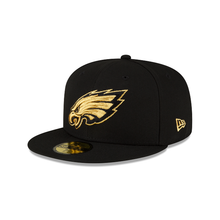 Load image into Gallery viewer, Philadelphia Eagles New Era 5950 Black Gold Metallic 59Fifty Fitted Cap