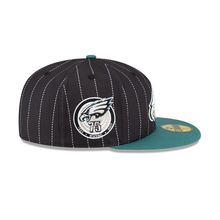 Load image into Gallery viewer, Philadelphia Eagles 59Fifty 5950 Black &amp; White Pinstripe New Era Sideline Fitted Cap