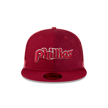 Load image into Gallery viewer, Philadelphia Phillies New Era 59Fifty 5950 Triple Red Satin Velvet &amp; Corduroy Fitted Cap