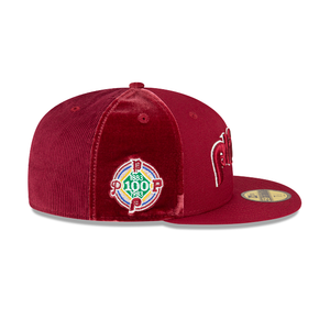 Philadelphia Phillies New Era 59Fifty 5950 Triple Red Satin Velvet & Corduroy Fitted Cap