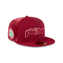 Load image into Gallery viewer, Philadelphia Phillies New Era 59Fifty 5950 Triple Red Satin Velvet &amp; Corduroy Fitted Cap