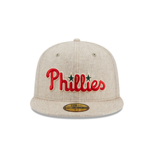 Load image into Gallery viewer, Philadelphia Phillies New Era 5950 59fifty Wool Tan &amp; Red Plaid Fitted Hat