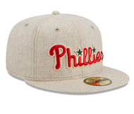 Philadelphia Phillies New Era 5950 59fifty Wool Tan & Red Plaid Under Visor Fitted Hat