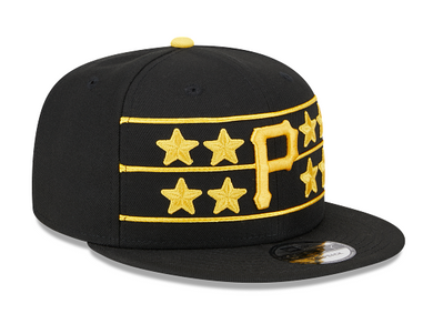 Black cap with yellow star design on a black background