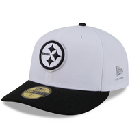Pittsburgh Steelers 59Fifty White & Black Pre-Curved Bill 5950 New Era Fitted Cap
