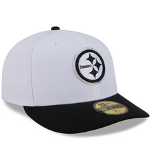 Load image into Gallery viewer, Pittsburgh Steelers 59Fifty White &amp; Black Pre-Curved Bill 5950 New Era Fitted Cap