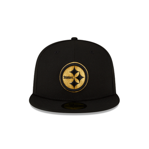Pittsburg Steelers New Era Black Gold Metallic 59Fifty Fitted Cap