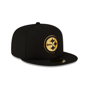 Pittsburg Steelers New Era Black Gold Metallic 59Fifty Fitted Cap