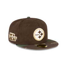 Load image into Gallery viewer, Pittsburg Steelers New Era Brown Corduroy &amp; Camouflage 59Fifty Fitted Cap