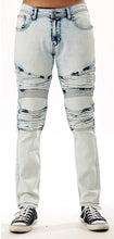 Load image into Gallery viewer, Premium Washed Slim Fit Stretch Denim with Moto Panel Trim Jeans  # BP0508