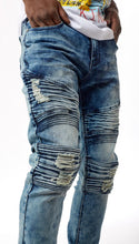 Load image into Gallery viewer, Premium Washed Slim Fit Stretch Denim with Moto Panel Trim Jeans  # BP0508