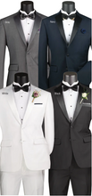 Load image into Gallery viewer, Slim Fit Tuxedo in Black, Navy, Grey, White &amp; Ivory # TSC900