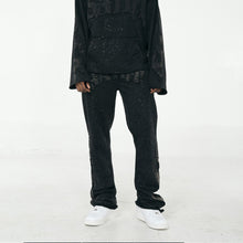Load image into Gallery viewer, Acid Washed French Terry "Saint" Graphic Sparkled Rhinestone Pullover Hoody &amp; Matching Fleece Pants Set # F25124