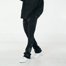 Load image into Gallery viewer, Acid Washed French Terry "Saint" Graphic Sparkled Rhinestone Pullover Hoody &amp; Matching Fleece Pants Set # F25124