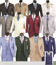 Load image into Gallery viewer, Slim Fit 3 Piece Suit in Black, Light Beige &amp; Light Gray by Vinci