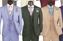 Load image into Gallery viewer, Slim Fit 3 Piece Suit in Black, Light Beige &amp; Light Gray by Vinci