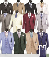 Slim Fit 3 Piece Vested Suit in 12 Colors # SV2900