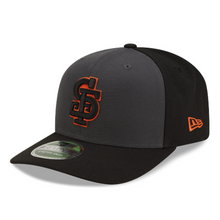 Load image into Gallery viewer, Gray and black baseball cap with orange logo 