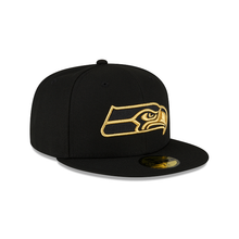 Load image into Gallery viewer, Seattle Seahawks New Era Black Gold Metallic 59Fifty Fitted Cap