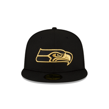 Load image into Gallery viewer, Seattle Seahawks New Era Black Gold Metallic 59Fifty Fitted Cap