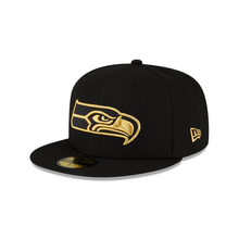 Load image into Gallery viewer, Seattle Seahawks New Era Black Gold Metallic 59Fifty Fitted Cap