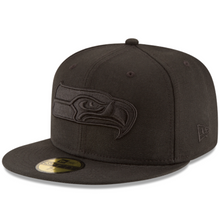 Load image into Gallery viewer, Seattle Seahawks New Era 59Fifty Triple Jet Black 5950 Fitted Hat