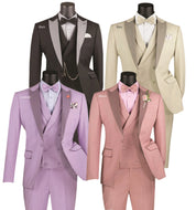 Slim Fit Single Breasted 4 Piece Luxurious Wool Feel Suit Tux with matching Bow-Tie # SV2K5
