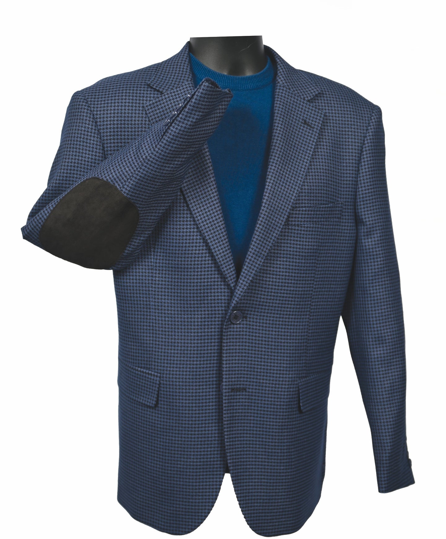 Single Breasted Two Button Houndstooth Sport coat with Elbow Patches # 3904