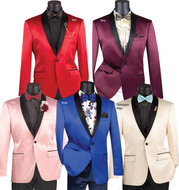 Slim Fit Single Breasted One Button Shawl Collar Blazer