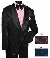 Single Breasted Two Button Shawl Satin Lapel Suit Tux with Matching Bowtie # 9646