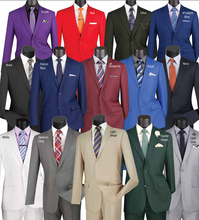 Load image into Gallery viewer, Slim Fit Two Button Suit in Navy, White &amp; Blue by Vinci