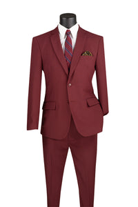 Slim Fit Single-Breasted Suit in Navy, Grey & Burgundy Colors