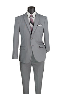 Slim Fit Single-Breasted Suit in Navy, Grey & Burgundy Colors