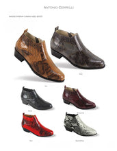 Load image into Gallery viewer, Snakeskin Synthetic Print Inside Zipper Cuban Heel Dress Boot