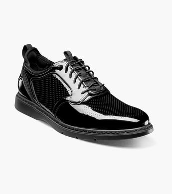Spyre Plain Toe Black Patent Elastic No-tie Laces easy slip-on, slip-off Stacy Adams Shoe