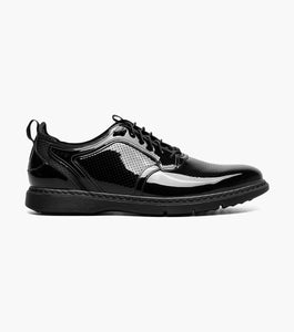 Spyre Plain Toe Black Patent Elastic No-tie Laces easy slip-on, slip-off Stacy Adams Shoe