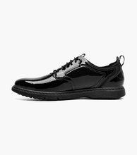 Load image into Gallery viewer, Spyre Plain Toe Black Patent Elastic No-tie Laces easy slip-on, slip-off Stacy Adams Shoe