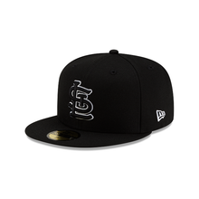 Load image into Gallery viewer, St. Louis Cardinals New Era 59Fifty 5950 Black on Black with White Outline on Logo Fitted Cap