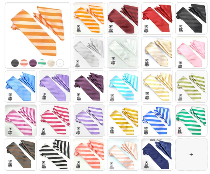 Stacy Adams Two Toned Tonal Striped Tie and Hanky Set in 26 Colors