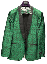 Load image into Gallery viewer, Single Breasted One Button Shawl Satin Lapel 3Piece Tux with Matching Bowtie by Statement # Bellagio