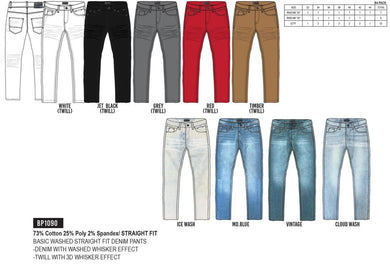 Straight Fit Stretch Washed Whisker Finish Denim Jeans