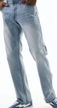 Load image into Gallery viewer, Straight Fit Stretch 3D Whisker Finish Washed Twill Jeans