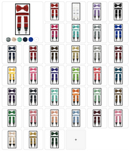 Load image into Gallery viewer, Convertible Clip On &amp; Buttons Suspender, Bowtie &amp; Hanky Set in 35 Colors