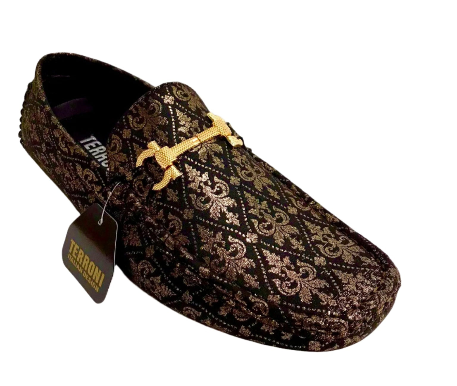 Terroni Italian Design Leather Slip-On Driving Loafers for Men with LV Buckle. Terroni Italian Design Black Slip-on Men main image 4