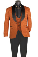 Load image into Gallery viewer, Slim Fit Shawl Collar 3 Piece Jacquard Fabric Tux in Black, White, Red, Light Blue, Pink, Green, Caramel &amp; Royal  # TVSJ1