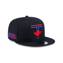 Load image into Gallery viewer, Toronto Blue Jays New Era 9Fifty 950 City Connect Black Multi Color Logo Snapback Cap