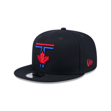 Load image into Gallery viewer, Toronto Blue Jays New Era 9Fifty 950 City Connect Black Multi Color Logo Snapback Cap