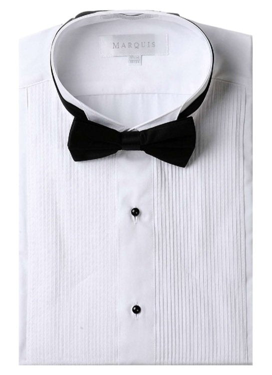 Tuxedo Shirt with Bowtie in White and Black Colors - Regular Fit