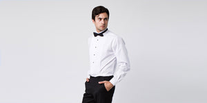 Tuxedo Shirt with Bowtie in White and Black Colors - Regular Fit