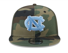 Load image into Gallery viewer, UNC University of North Carolina New Era 9Fifty 950 Camouflage Trucker Snapback cap